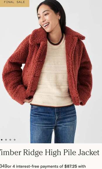 Faherty Rust Sherpa Teddy Jacket Button Front Fleece Coat Size Large MSRP$349 - Picture 1 of 10